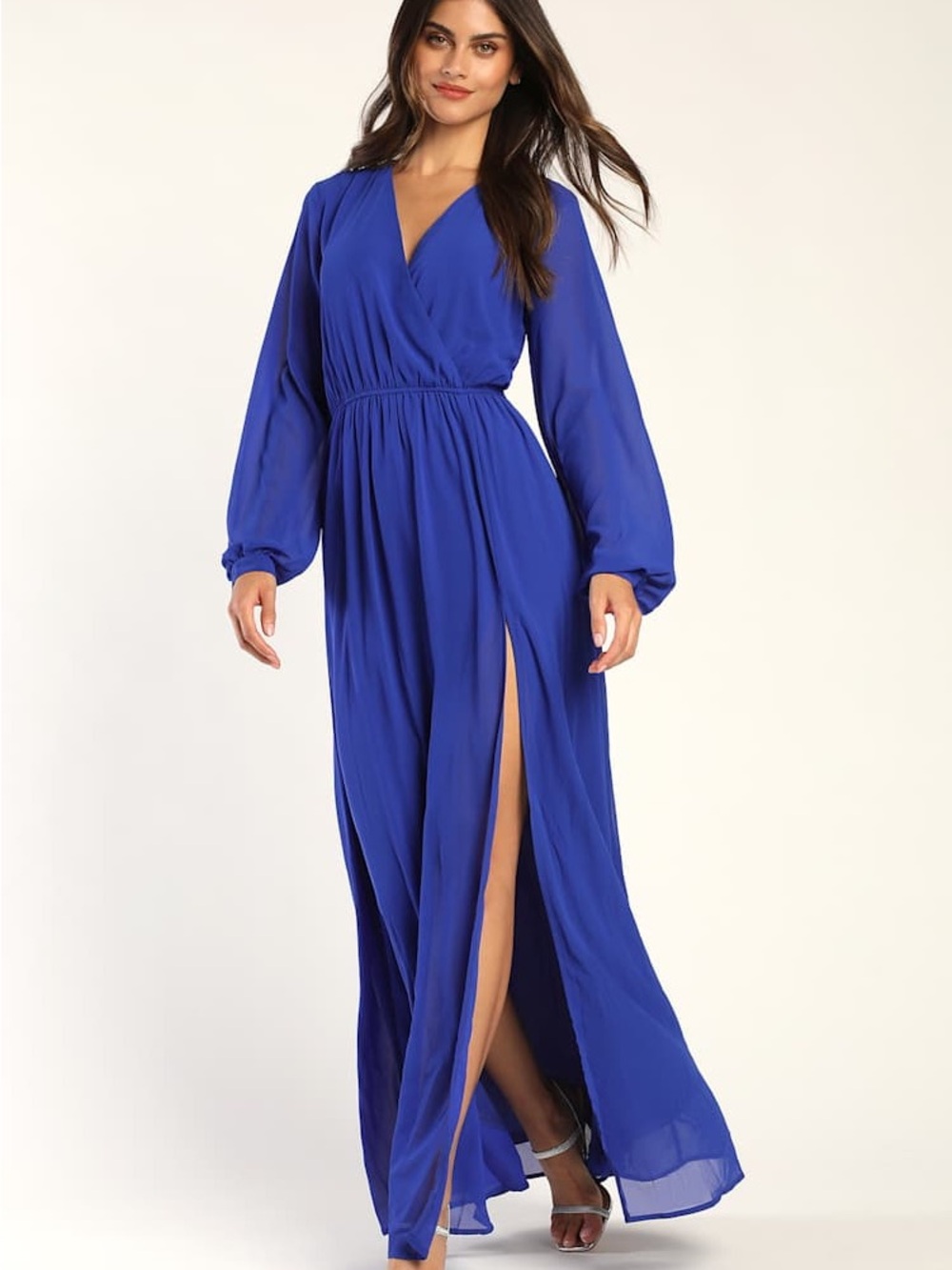 NWT Lulus Wondrous Water Lilies Royal Blue Maxi Dress Sz XL